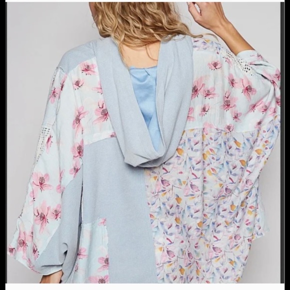 New POL Bohemian Floral Patchwork Hooded Top - Picture 1 of 6